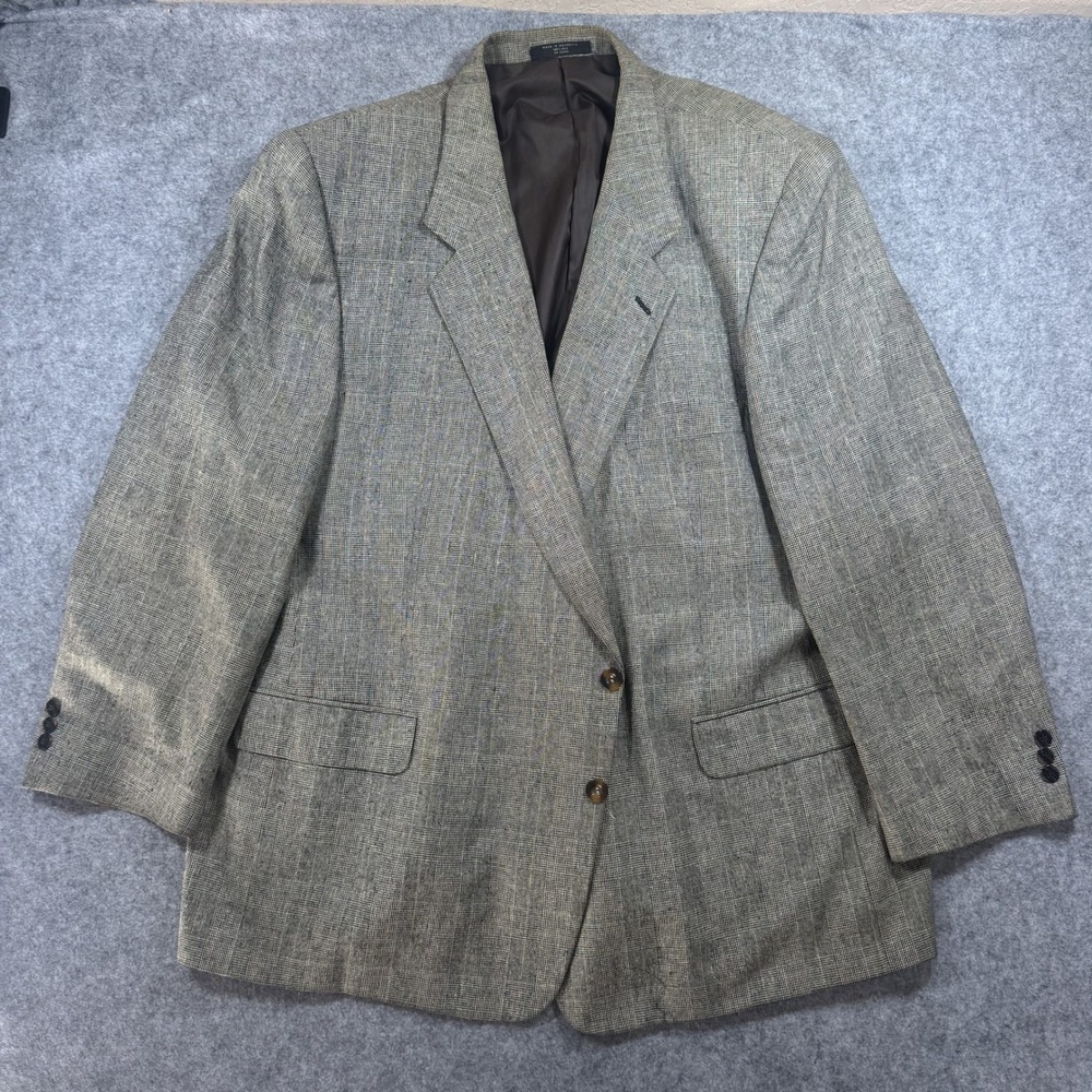 Fratelli Rome New York Sport Coat XL Gray Plaid 100% Silk Blazer